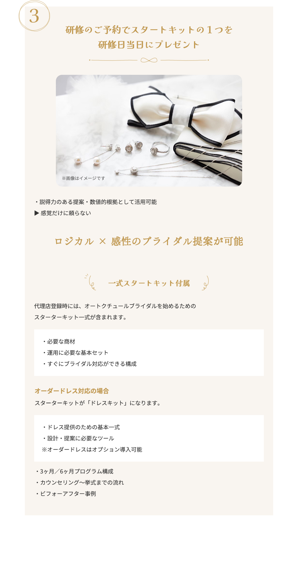 3. 研修のご予約でスタートキットの１つを研修日当日にプレゼント